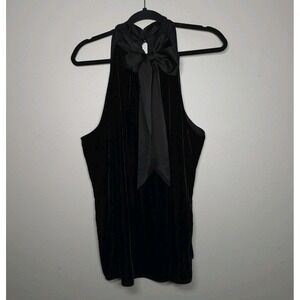 Talbots Womens XL Black Velvet Tie Neck Halter Top Party Cocktail Going Out NEW